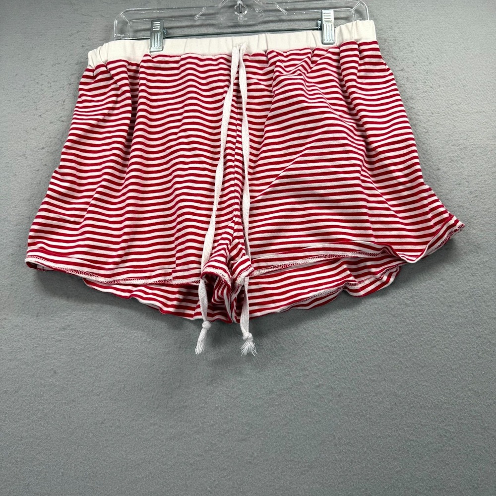 By Frankie Jersey‎ Sweat Shorts Womens Large Red White Striped Drawstring Waist